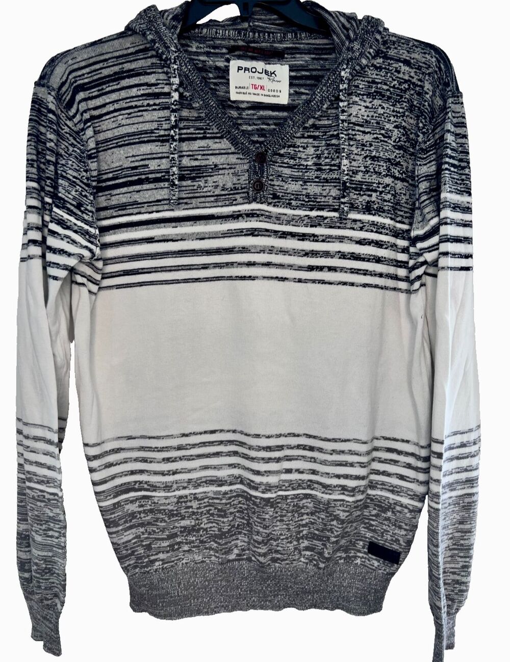 Projek Raw District Men's Multi Striped Pullover Hoodie Sweater Skater Size XL